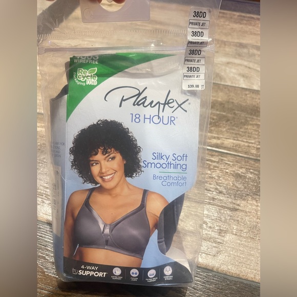🩶Playtex Bra 18 Hour Size 38DD Sensationally Sleek Wirefree gray🩶 - Picture 6 of 6
